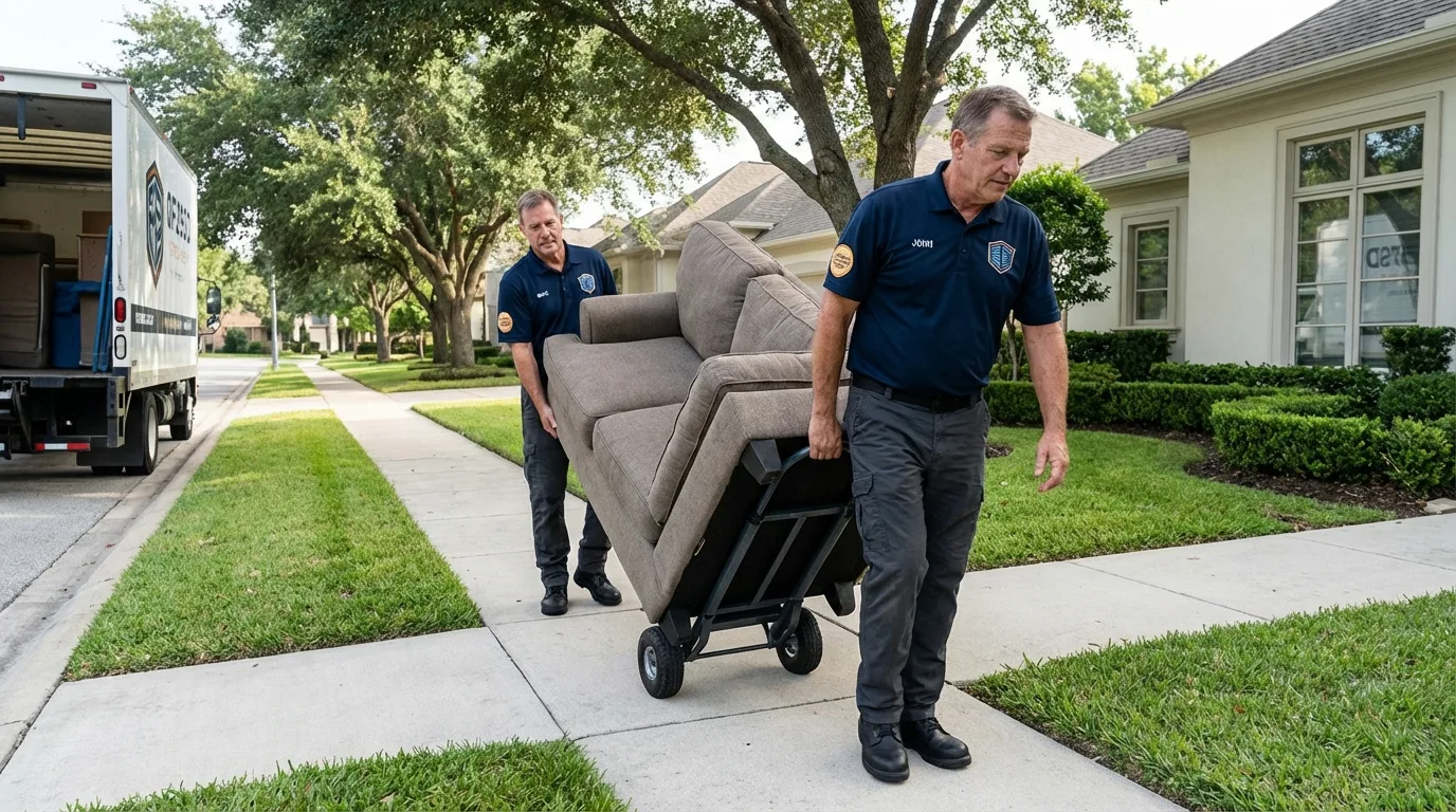 Local residential moving crew loading furniture in Strawberry Point, IA